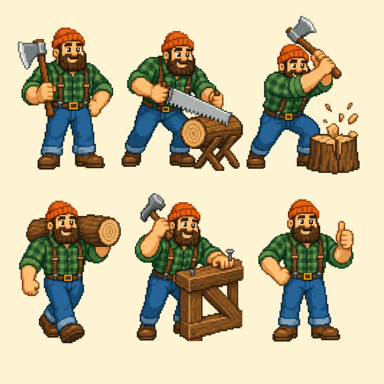 Six Loggy mascot poses for every part of release day